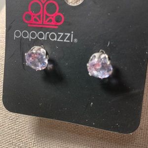 Small silver rhinestones earrings lady or man .